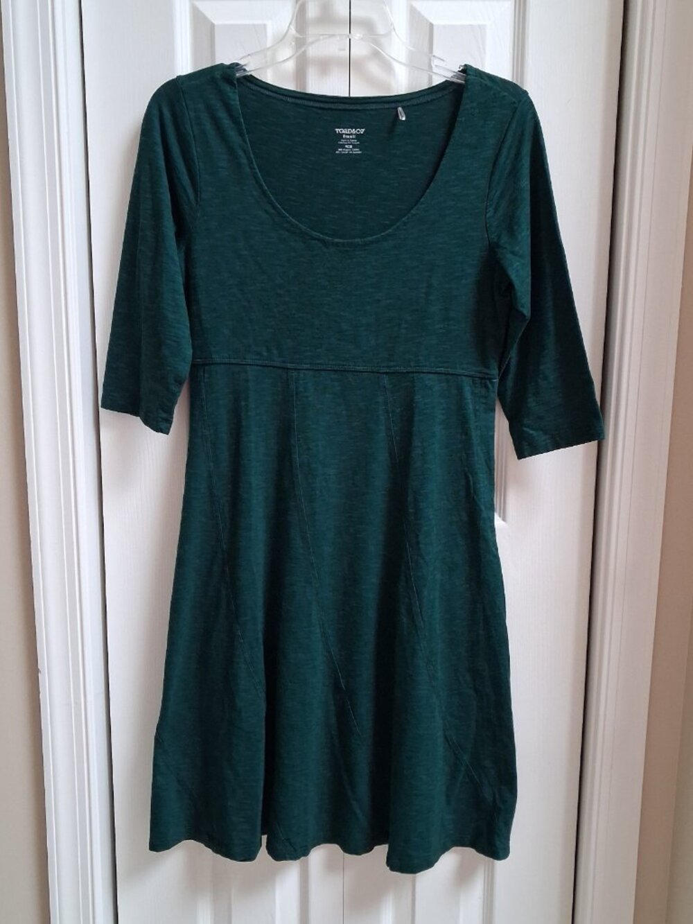 TOAD & CO Dark Green Organic Cotton 3/4 Sleeve Dress sz S